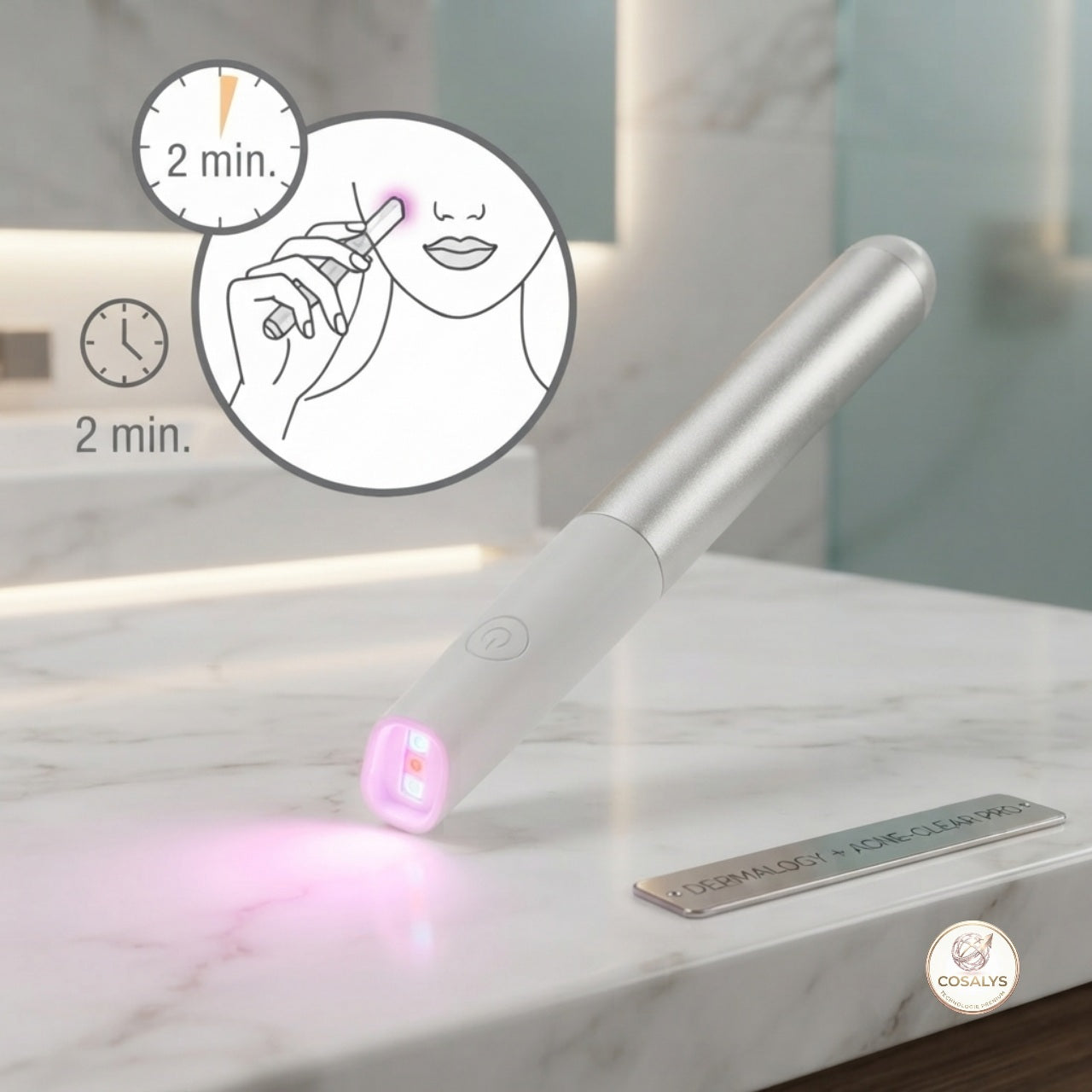 Stylo traitement anti-acné par lumière/luminothérapie et chaleur thérapeutique pour éliminer les boutons - sans fil
