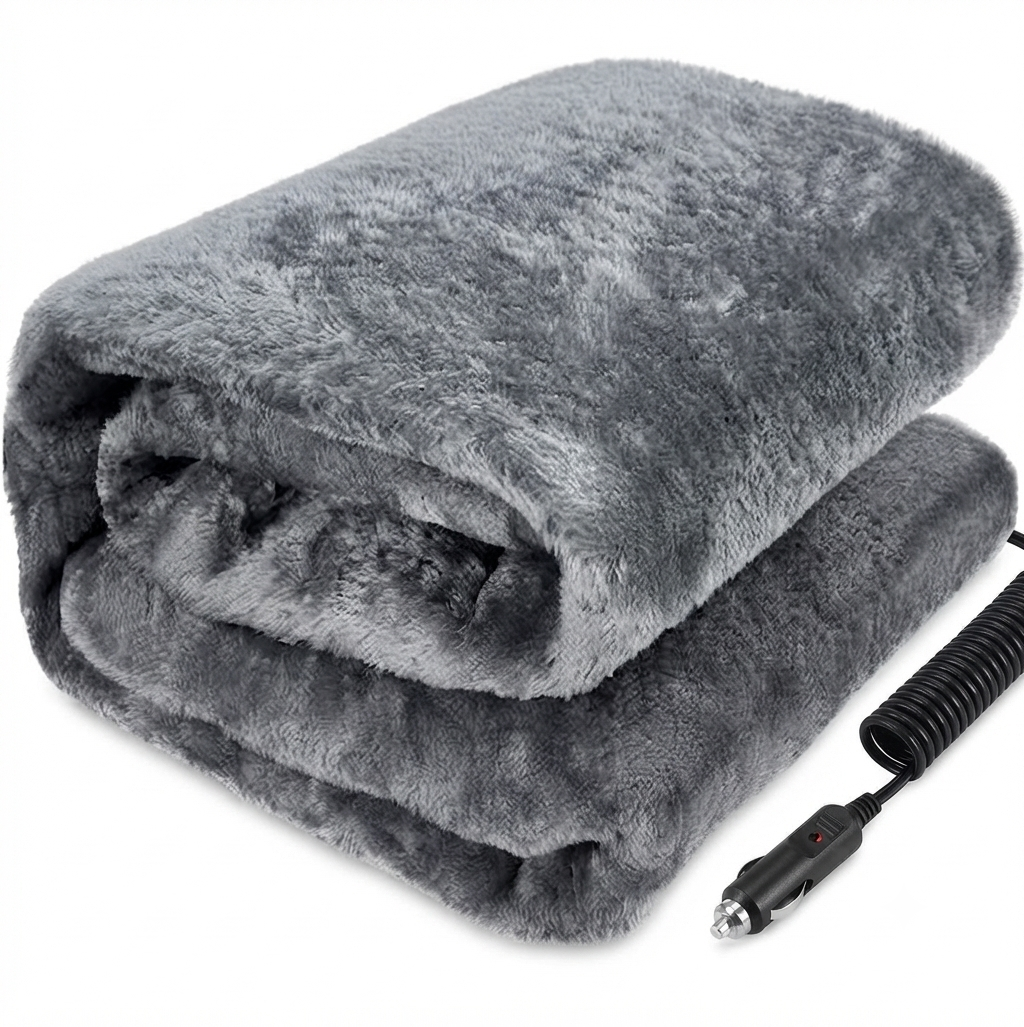 Couverture plaide chauffant/chauffante pour voiture ou maison - prise allume cigare