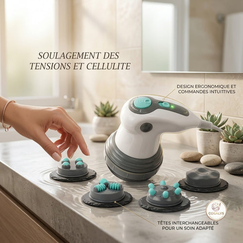 Appareil massage anti-cellulite électrique multifonction - 4 têtes interchangeables