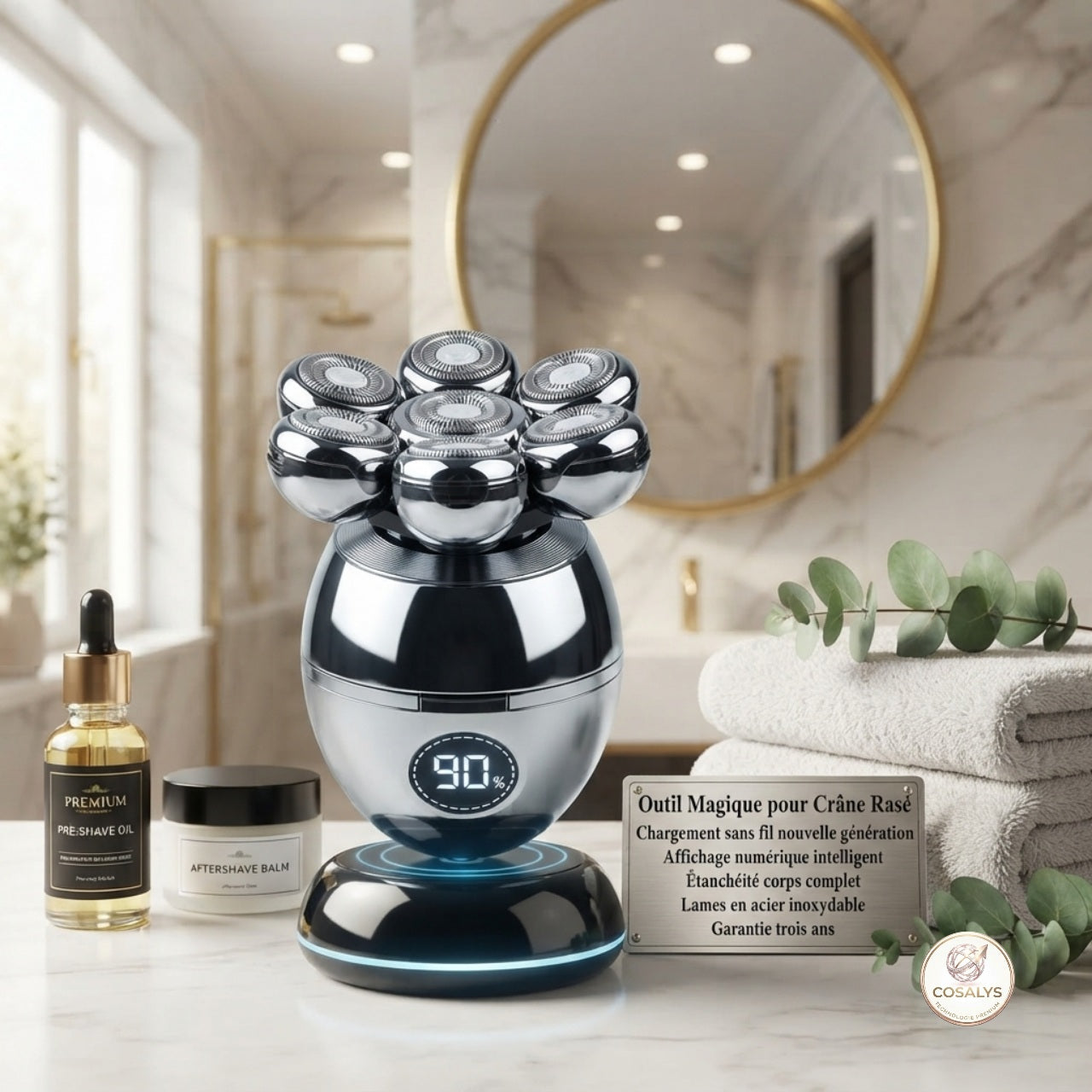 Rasoir électrique crâne et barbe shaver sans fil étanche IPX7