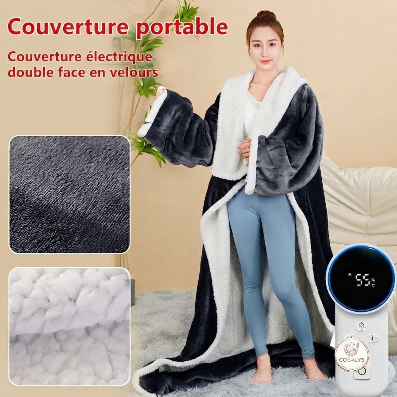 Peignoir plaide ouverture chauffant/chauffante
