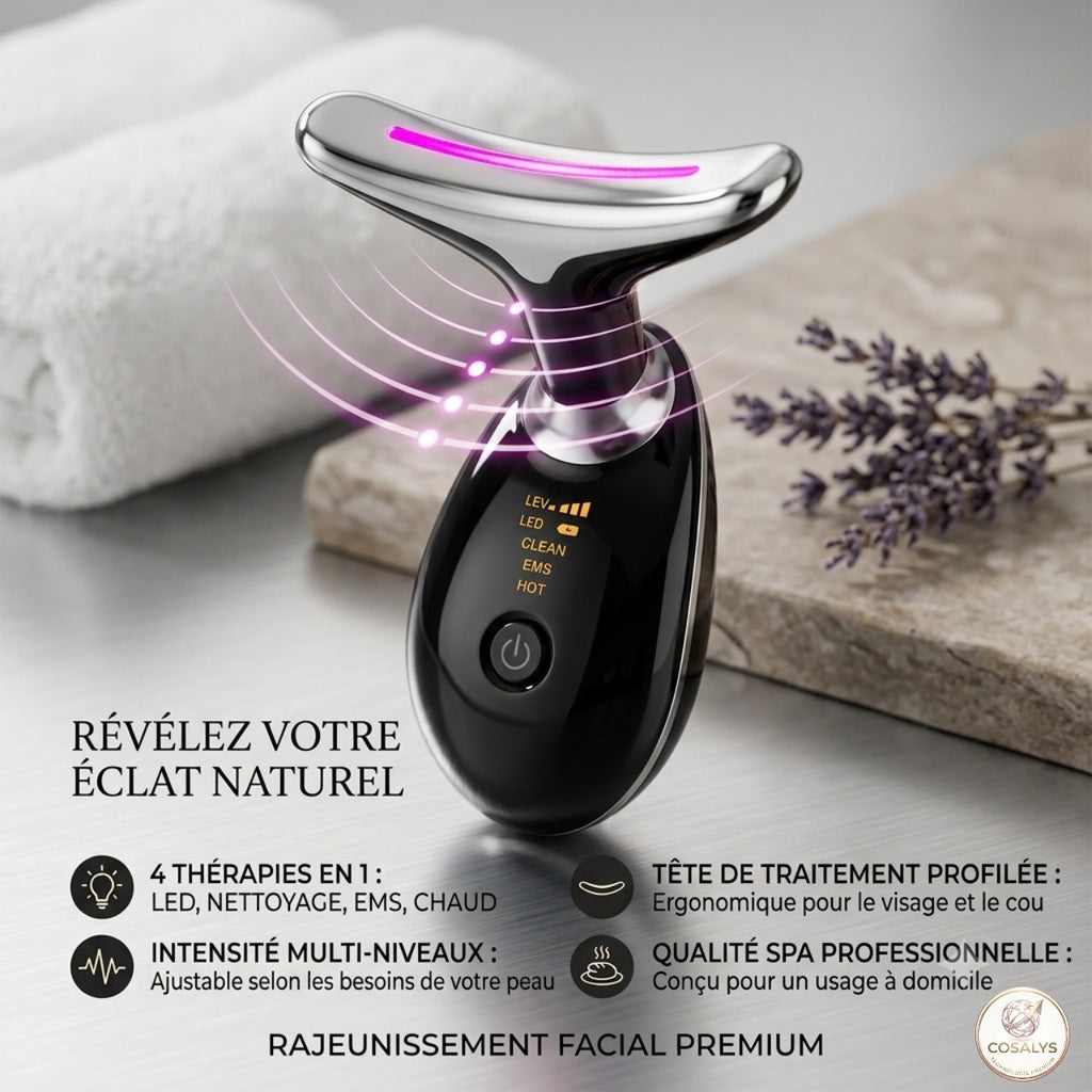 Appareil lifting LED visage anti-âge luminothérapie expert de poche. Sans fil (sac a main)