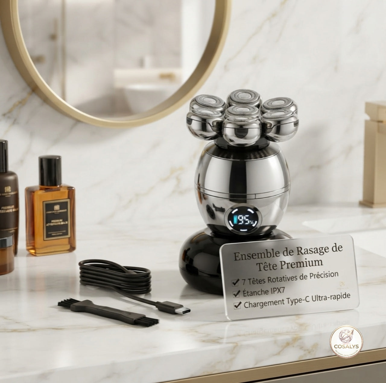 Rasoir électrique crâne et barbe shaver sans fil étanche IPX7