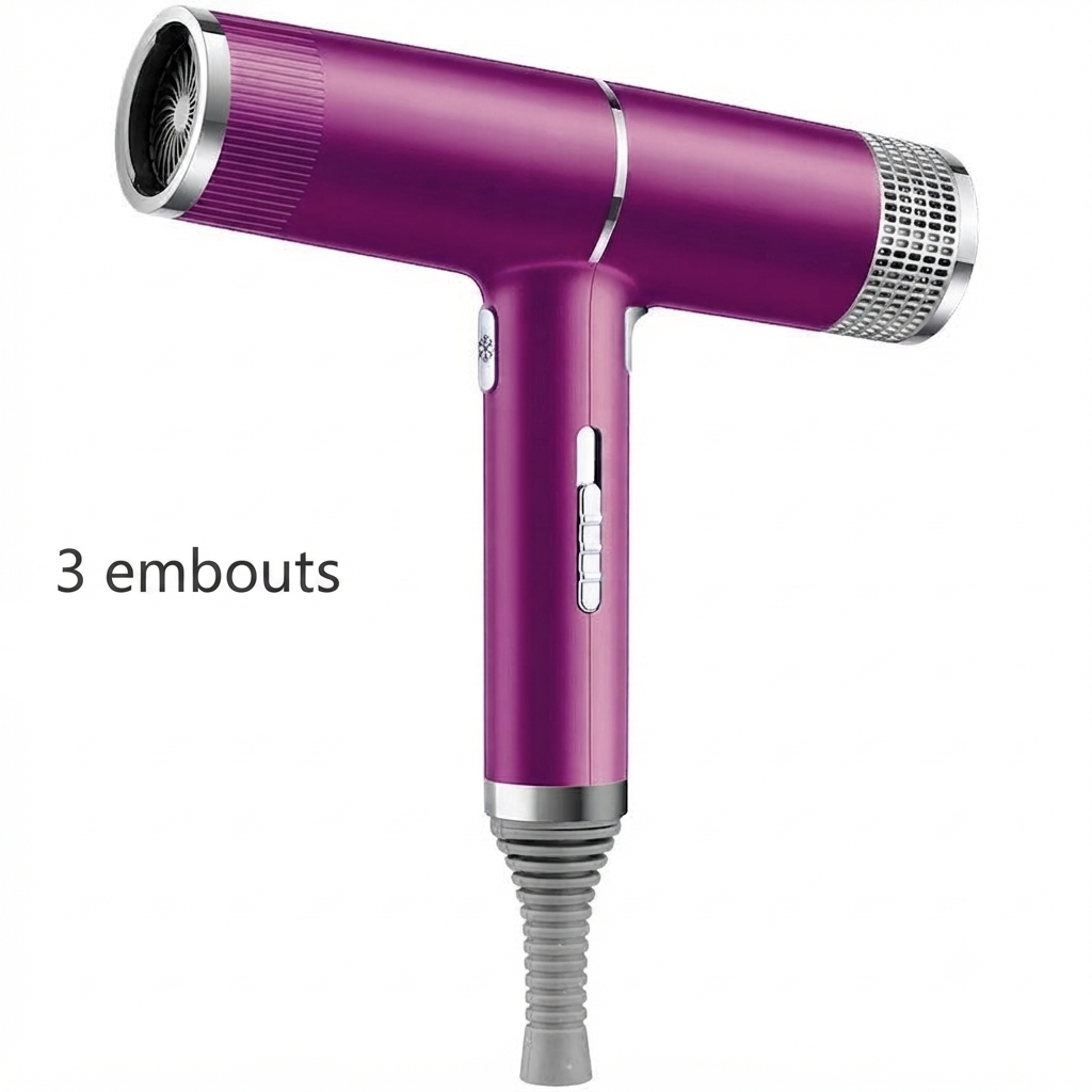 Sèche-cheveux ionique haute vitesse réglable - ionique - 3 embouts 1200W