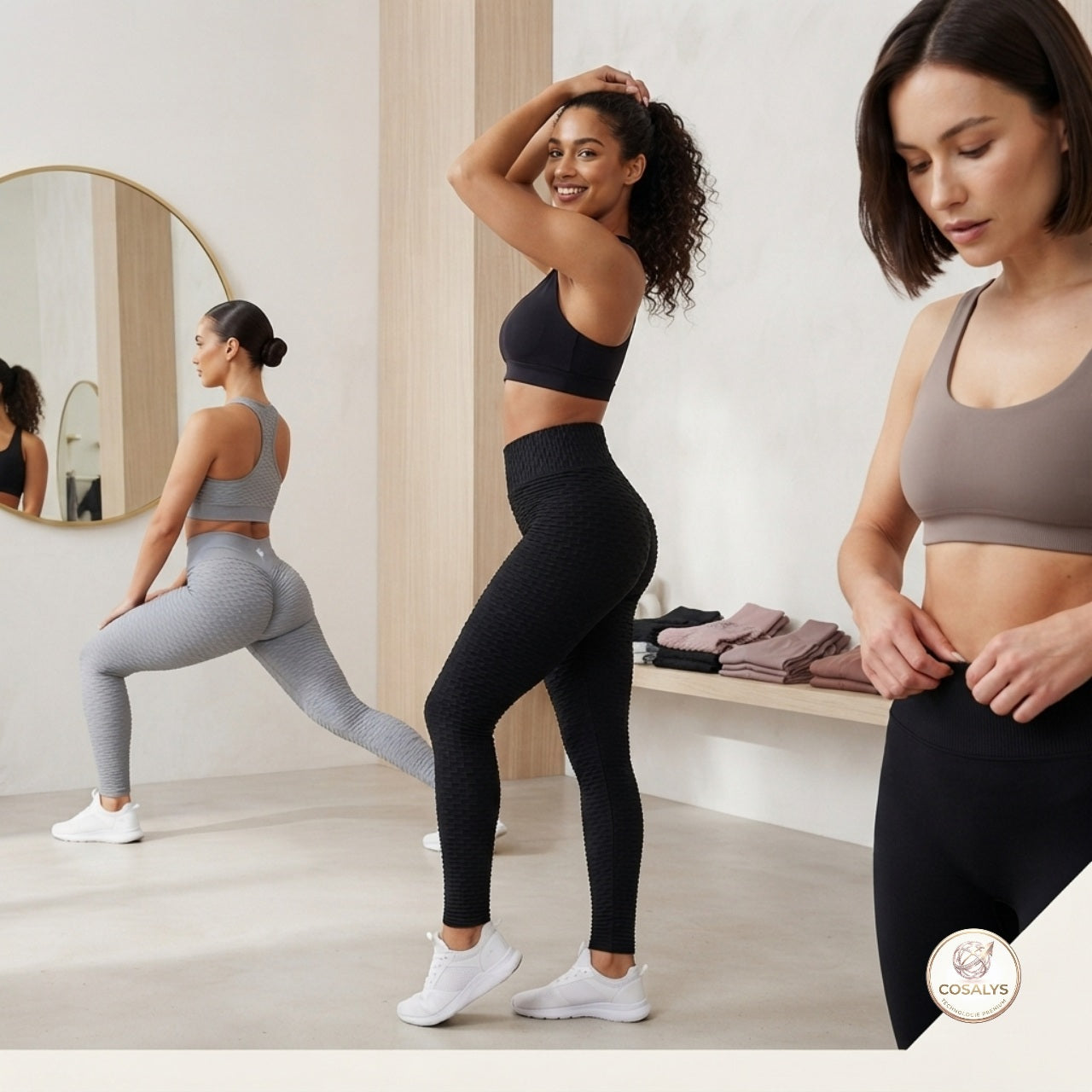 Legging de sport alvéolé anti cellulite et push-up - taille haute.
