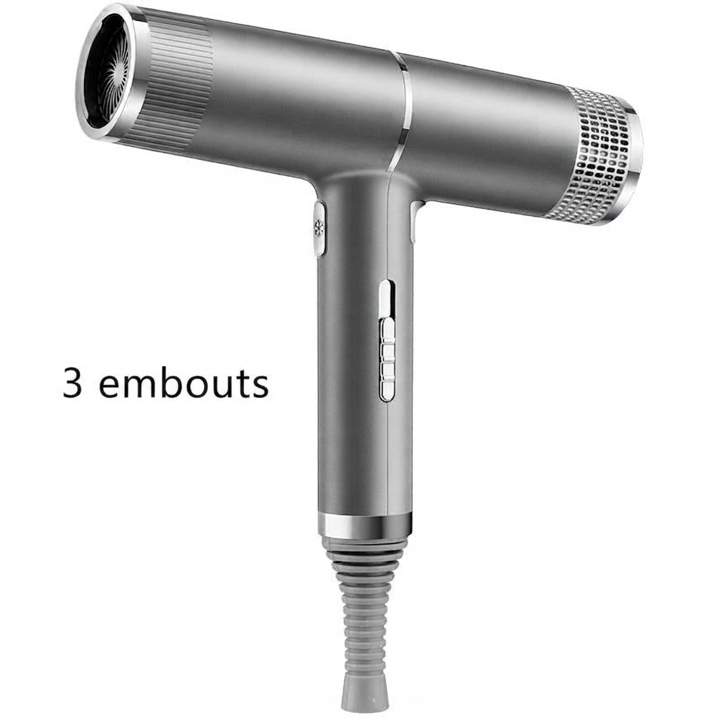 Sèche-cheveux ionique haute vitesse réglable - ionique - 3 embouts 1200W