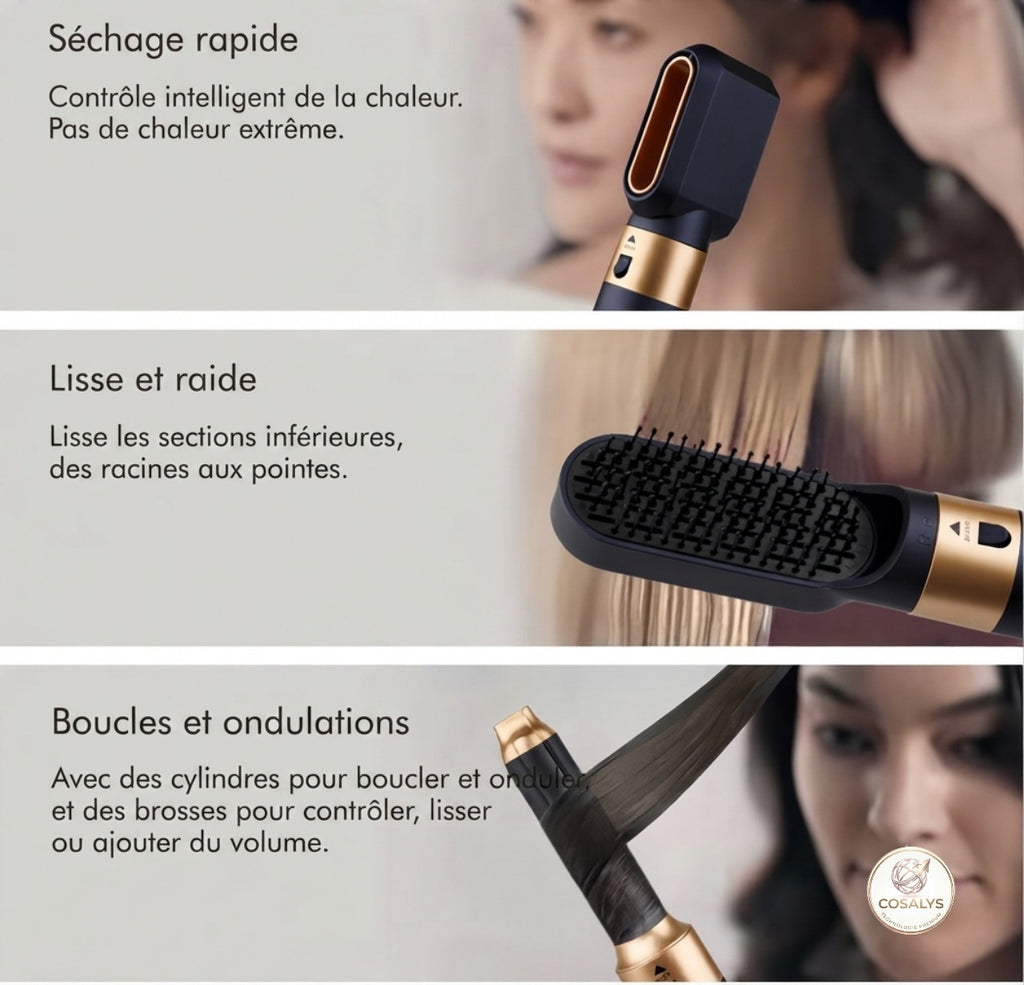 Sèche cheveux - Styler capillaire 5 en 1 - 5 embouts - 110 000 tr/min