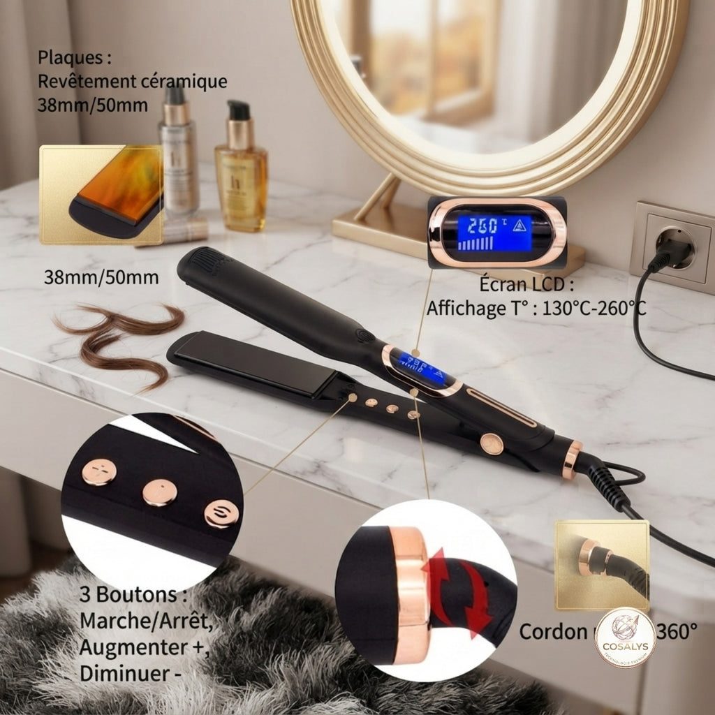 Lisseur styler raide - fer à lisser - professionnel en céramique.